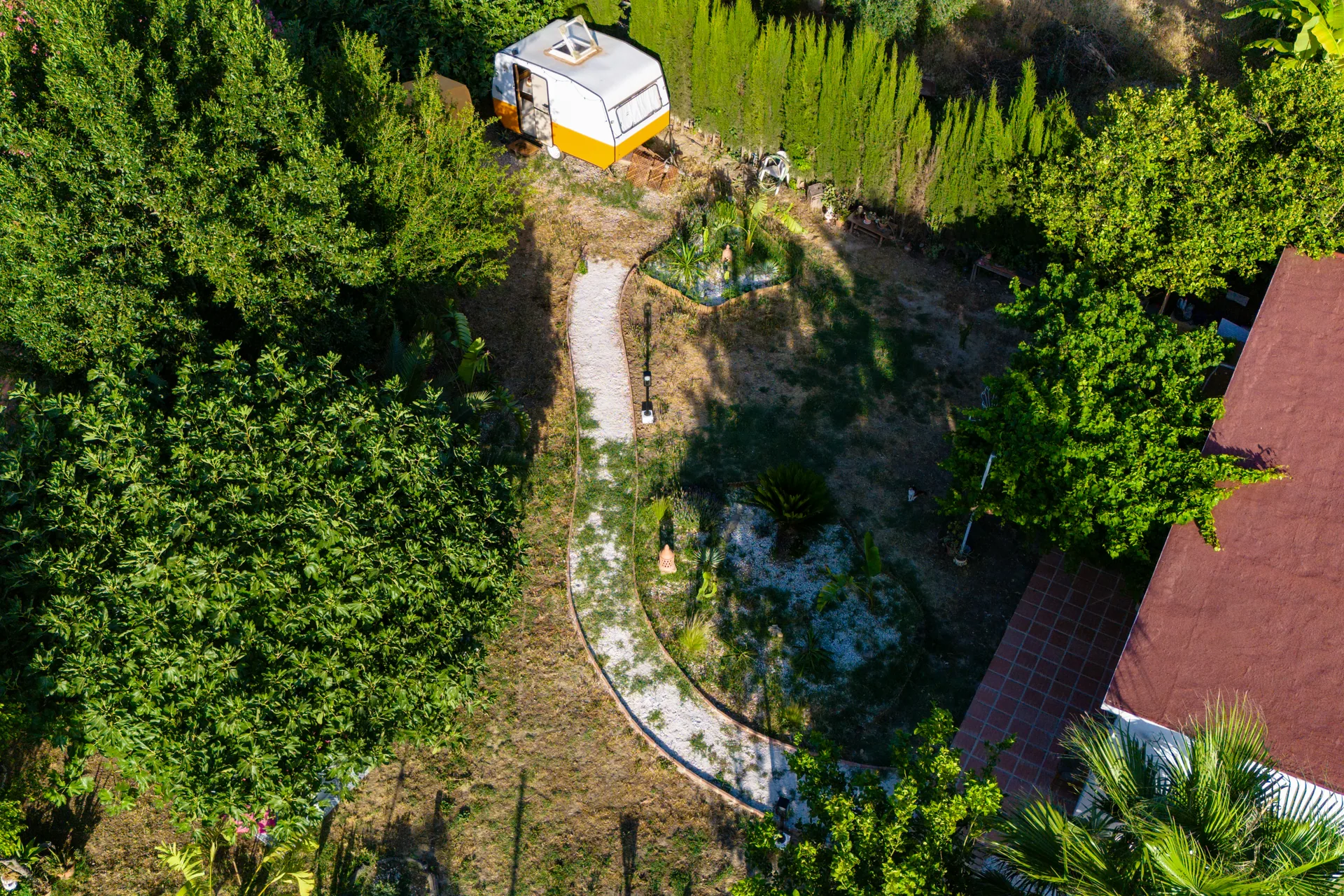 Orange Dreams en su rincón del jardín — vista aérea